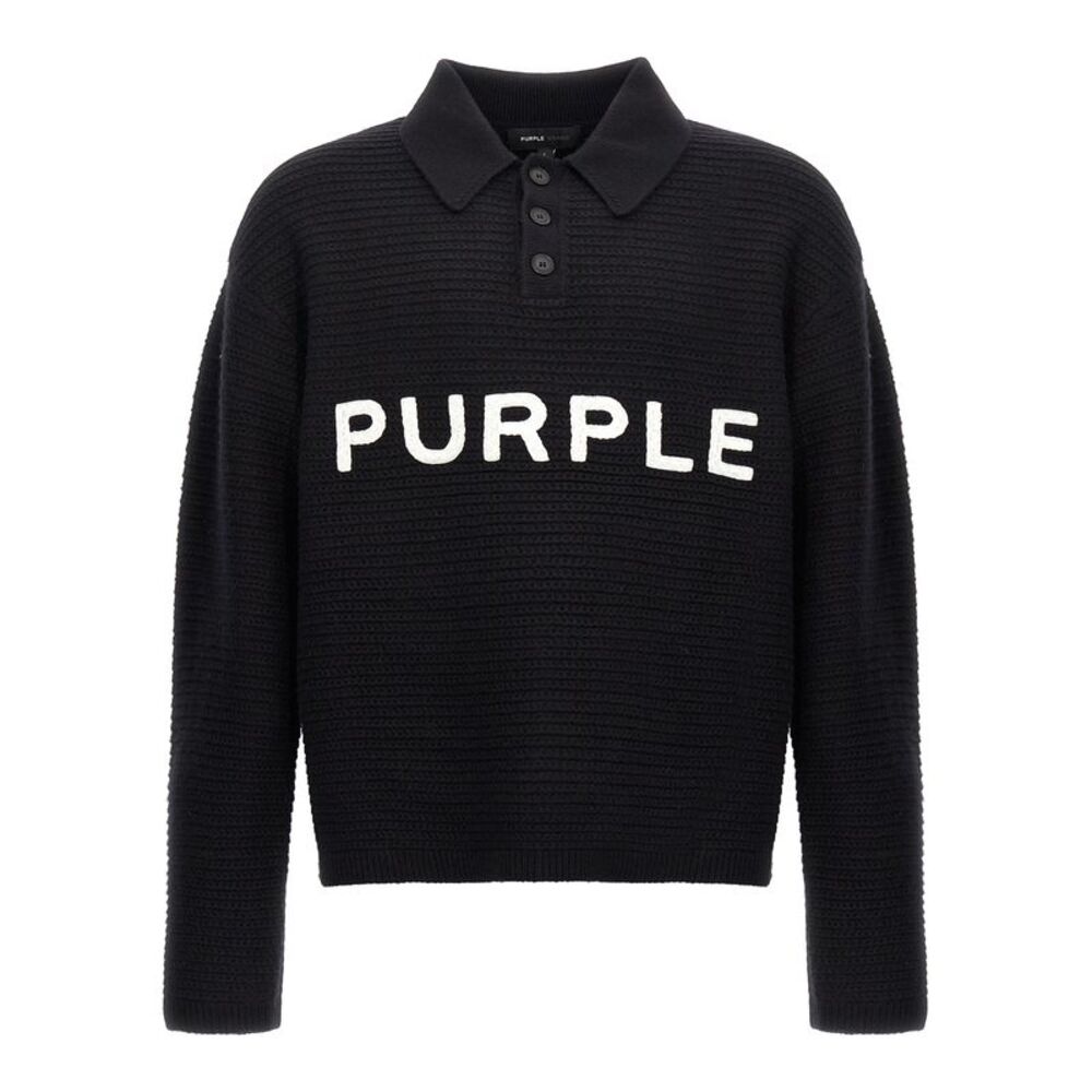 PURPLE Black Wool Men's Cardigan